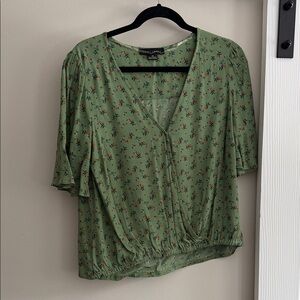 Sanctuary Sage Green Floral Wrap Blouse